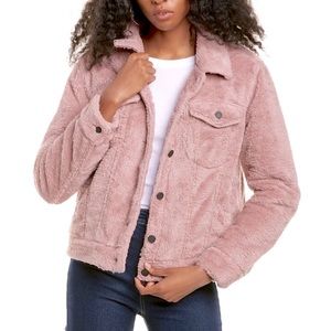 BLANKNYC TEDDY FAUX SHEARLING FLEECE MAUVE PINK TRUCKER JACKET SIZE MEDIUM